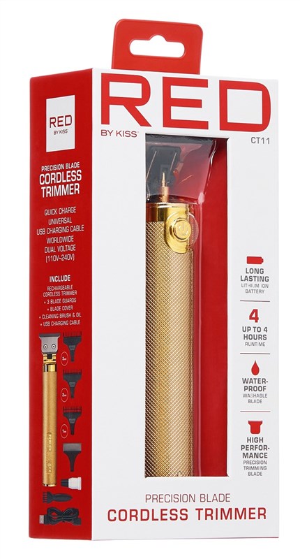 Kiss Red Trimmer Precision Blade Cordless Gold