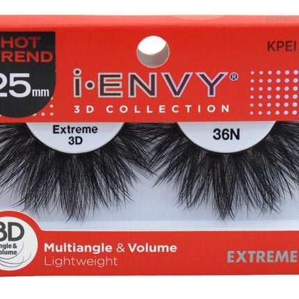 Kiss I Envy Extreme 3D Lashes #36N Multi-Angle & Volume 25Mm