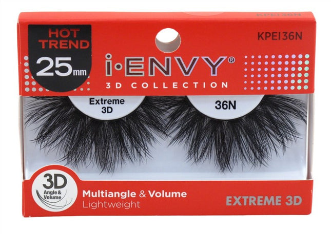 Kiss I Envy Extreme 3D Lashes #36N Multi-Angle & Volume 25Mm