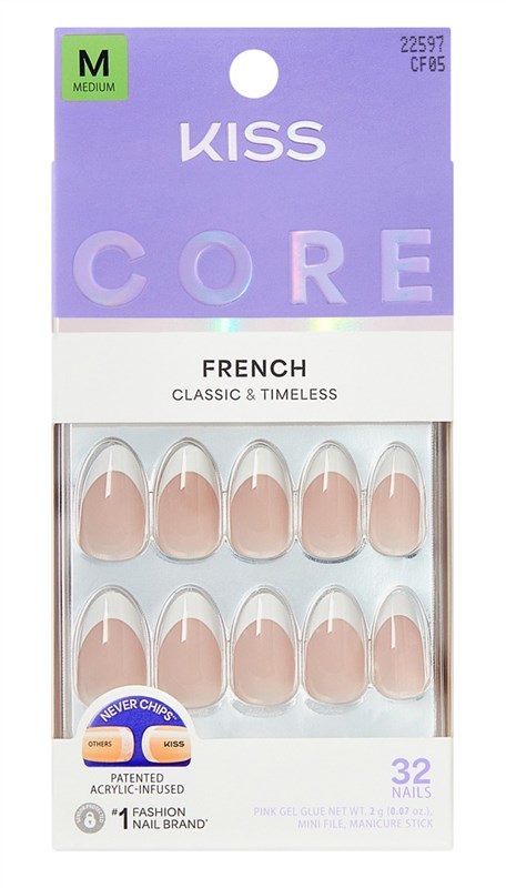 Kiss Core French Nails Press On 32 Count Medium Curiosity