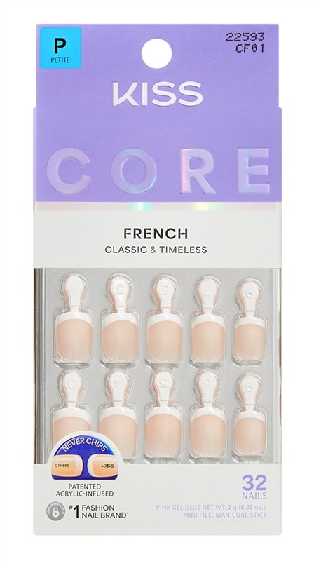 Kiss Core French Nails Press On 32 Count Petite Perfection