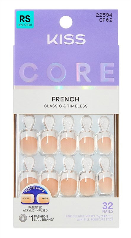 Kiss Core French Nails Press On 32 Ct Real Shrt If You Dare