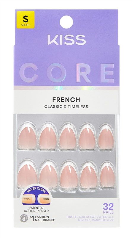 Kiss Core French Nails Press On 32 Ct Short Passionate