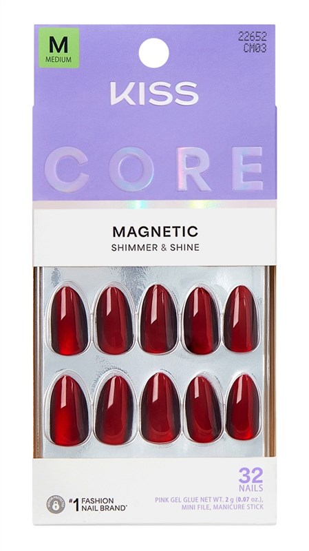 Kiss Core Magnetic Nails Press On 32 Ct Medium Apple Blossom