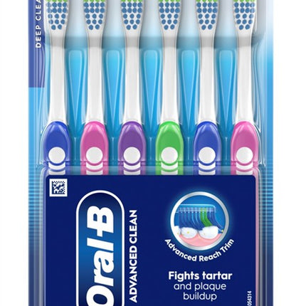 Oral-B Toothbrush Advanced Clean Soft 6 Ct Color Change
