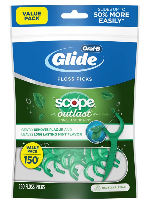 Oral-B Glide Floss Picks 150Ct Scope Outlast Bag Value Pack