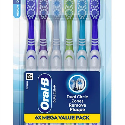 Oral-B Toothbrush Dual Clean Medium 6 Count