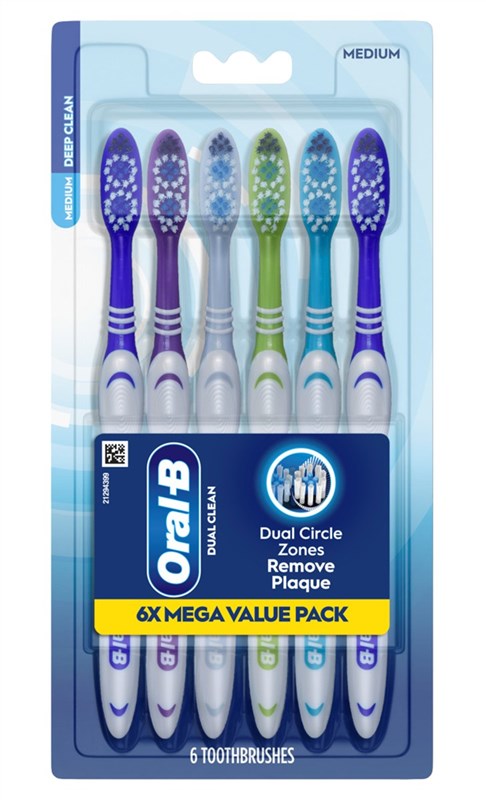 Oral-B Toothbrush Dual Clean Medium 6 Count