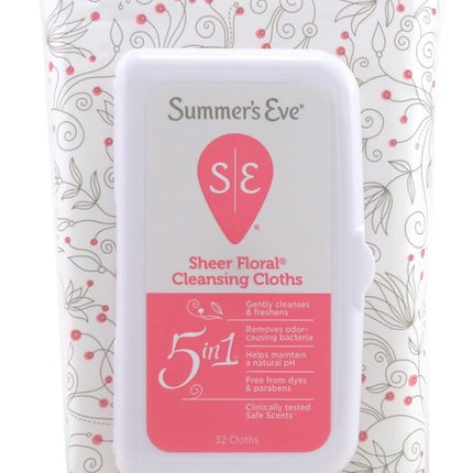 Summers Eve Cleansing Cloths 32 Count Soft Pk Sheer Floral