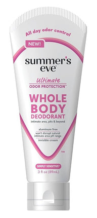 Summers Eve Whole Body Cream Deodorant Simply Sensitive 3oz