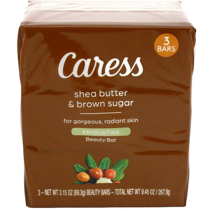 Caress Bar Soap Shea Butter & Brown Sugar 3 Count 3.15oz