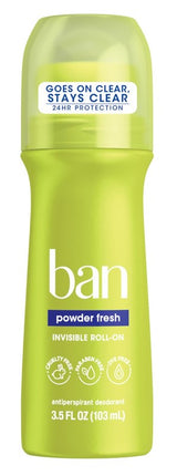 Ban Deodorant 3.5oz Roll-On Powder Fresh (24Hr Protection)