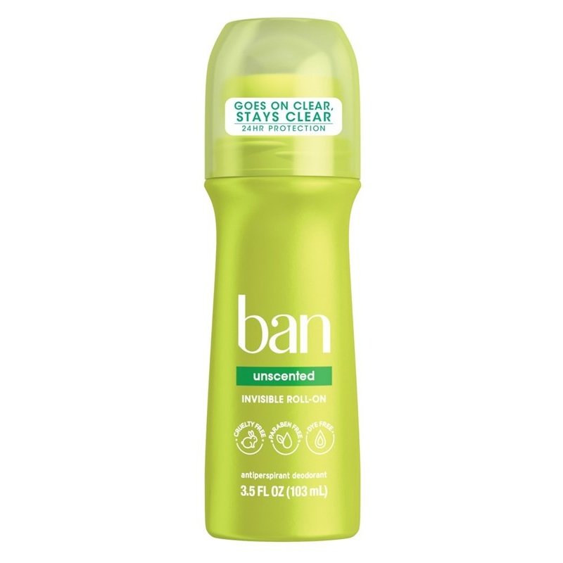 Ban Deodorant 3.5oz Roll-On Unscented 24Hr Protection