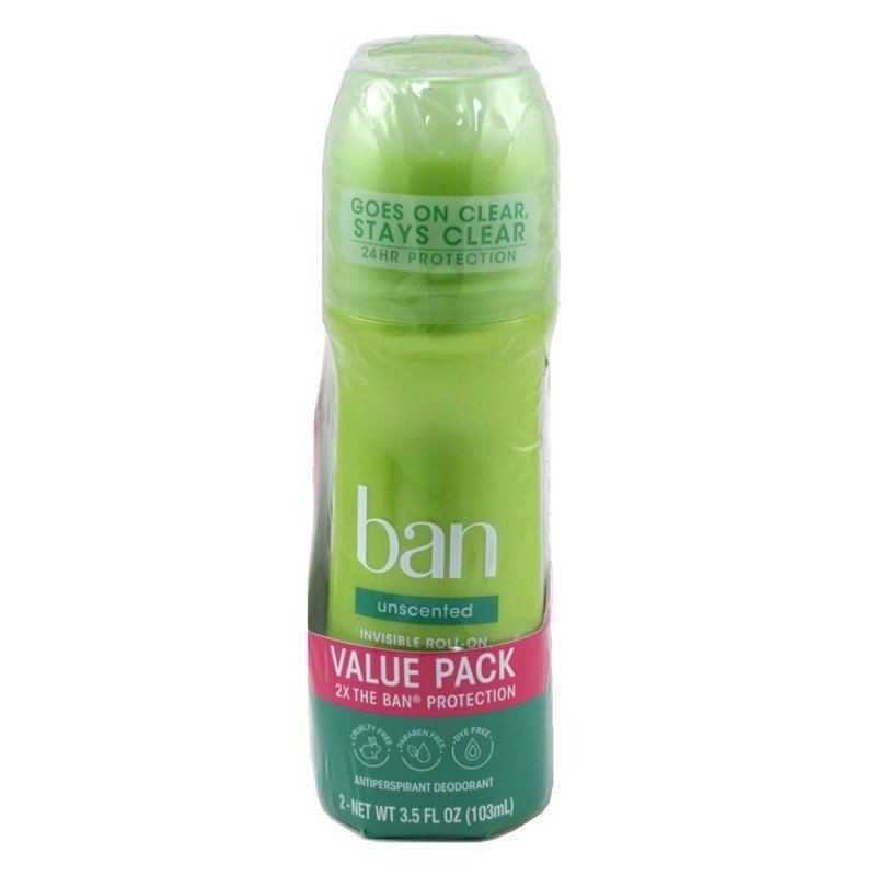 Ban Deodorant 3.5oz Roll-On Twin Pack 24 Hour Unscented