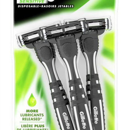 Gillette Mens Mach 3 Razor Disposable Sensitive 3 Count