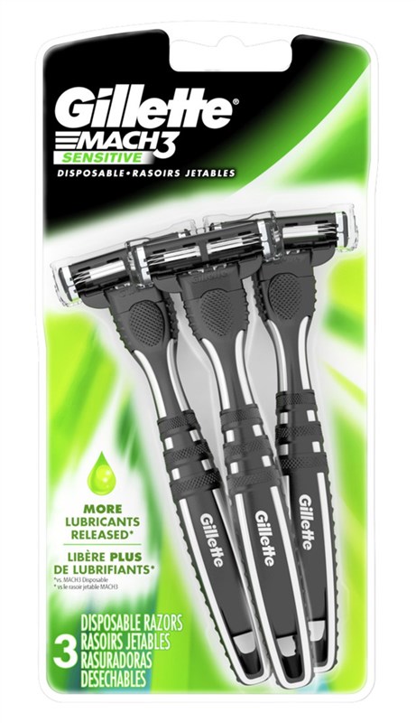 Gillette Mens Mach 3 Razor Disposable Sensitive 3 Count