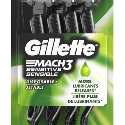 Gillette Mens Mach 3 Razor Disposable Sensitive 7 Count