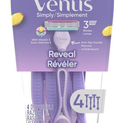 Gillette Venus Razor Simply 3 Reveal Disposable 4 Count