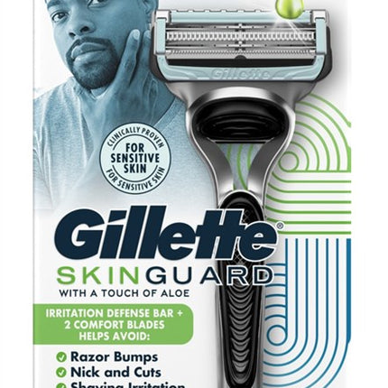 Gillette Mens Skinguard Razor W/ Aloe 1 Razor/2 Cartridges