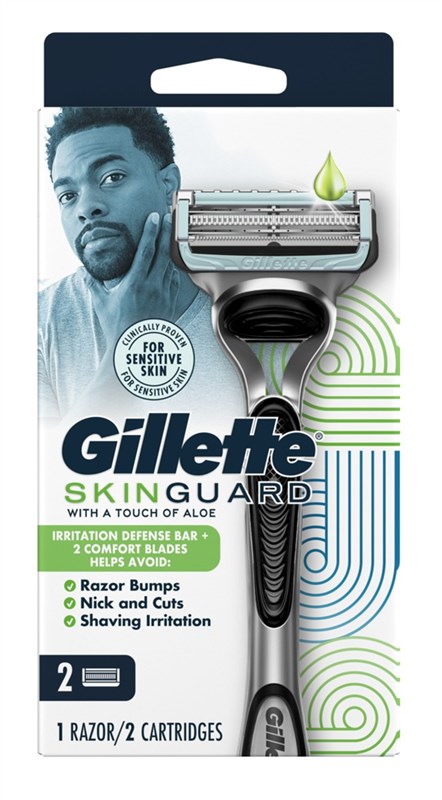 Gillette Mens Skinguard Razor W/ Aloe 1 Razor/2 Cartridges