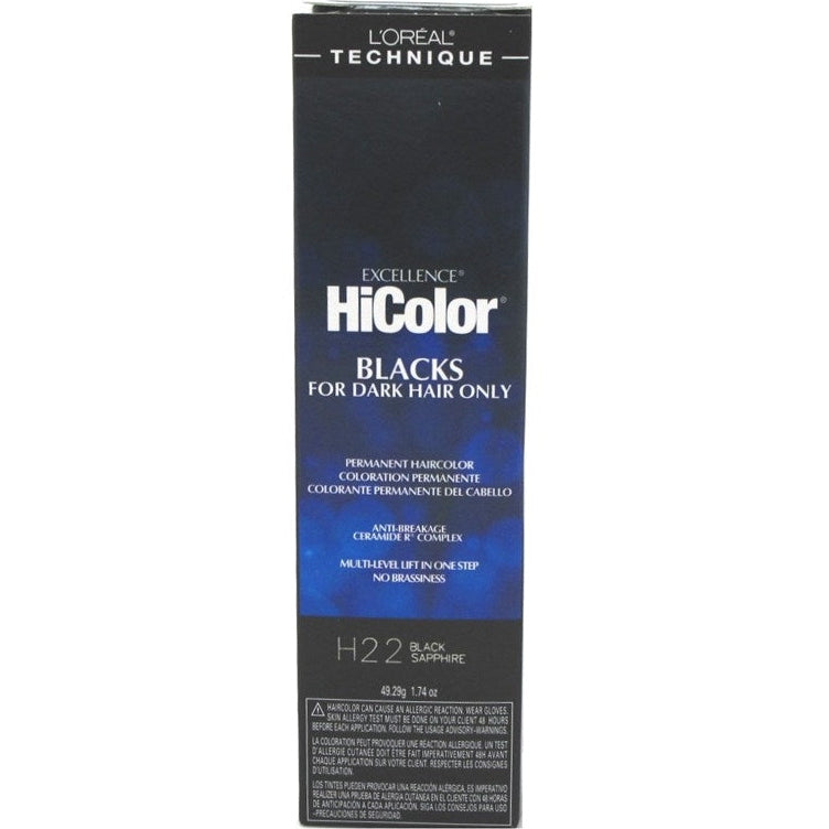 Loreal Excel Hicolor H22 Tube Black Sapphire 1.74oz