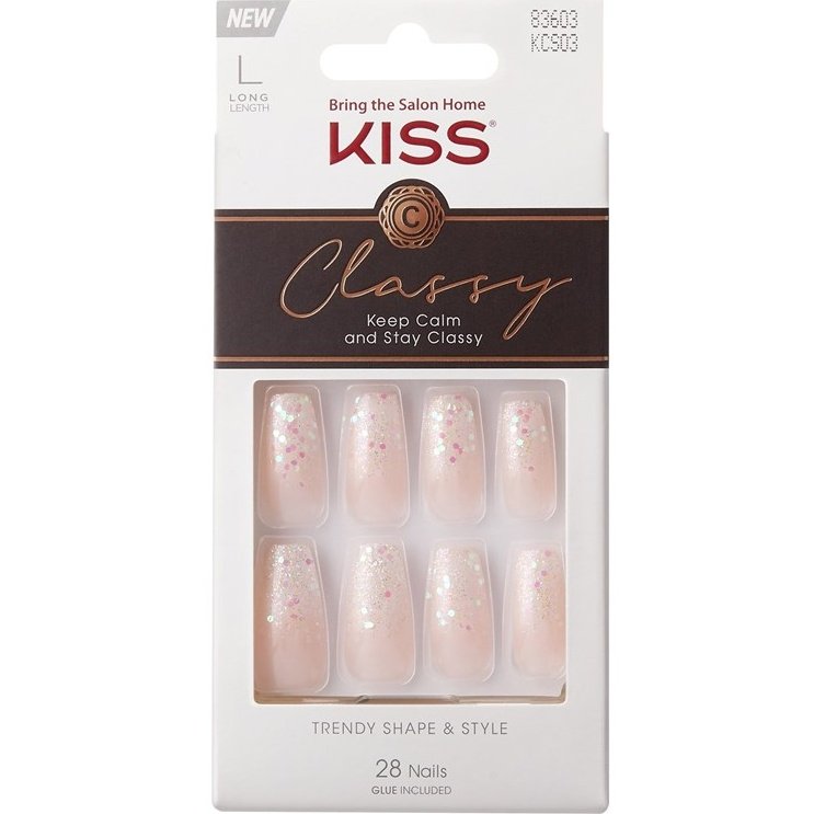 Kiss Classy Nails 28 Count Long Length Sparkles