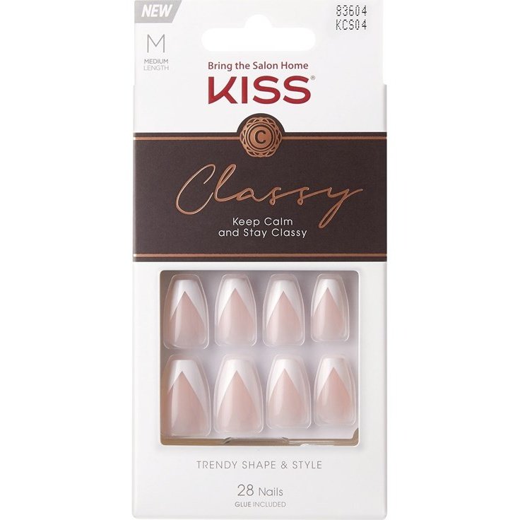 Kiss Classy Nails 28 Count Medium Length Chevron Tip