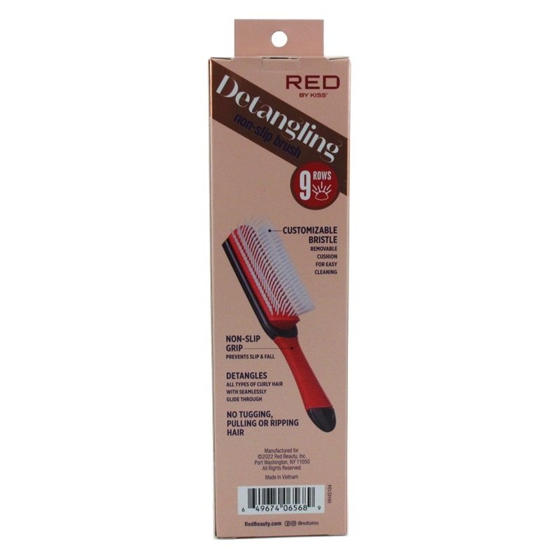 Kiss Red Brush Detangling 9 Rows Non-Slip