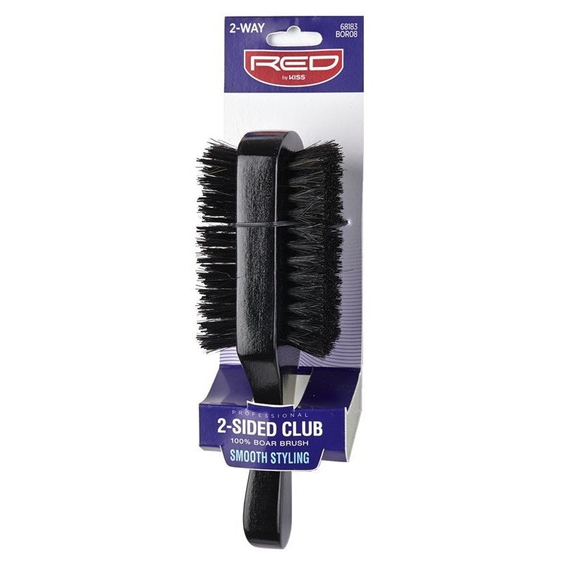 Kiss Red Pro Brush Club 2-Side Bristles (1PC) 100% Boar