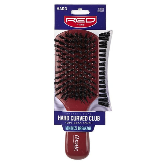 Kiss Red Pro Brush Hard Curved Club (1PC) Boar