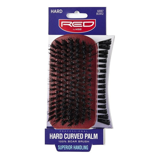 Kiss Red Pro Brush Hard Curved Palm (1PC) Boar