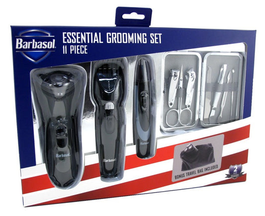 Barbasol Essential Grooming Set 11 Piece Bonus Travel Bag