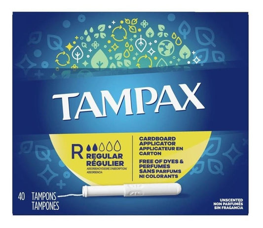 Tampax Tampons Regular 40 Count Unscented