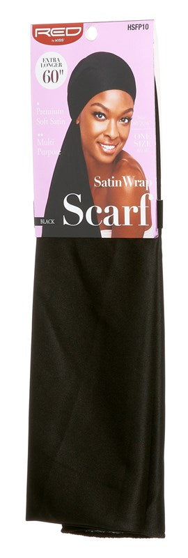 Kiss Red Satin Wrap Scarf Black Size 60Inch X 16Inch