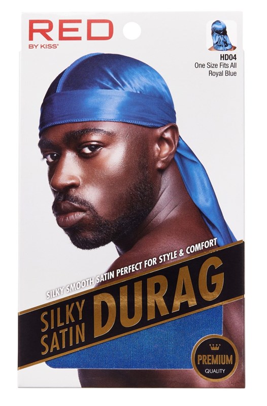 Kiss Red Durag Silky Satin Royalblue Xtra Long Tail(12in)