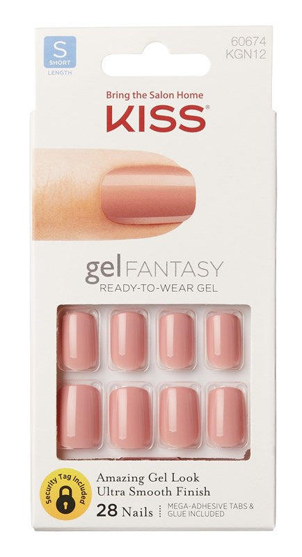 Kiss Gel Fantasy Collection 28 Count Rosy Short Length