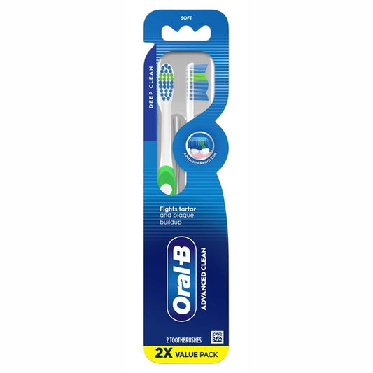 Oral-B Toothbrush Advanced Clean Soft 2 Count Value Pack