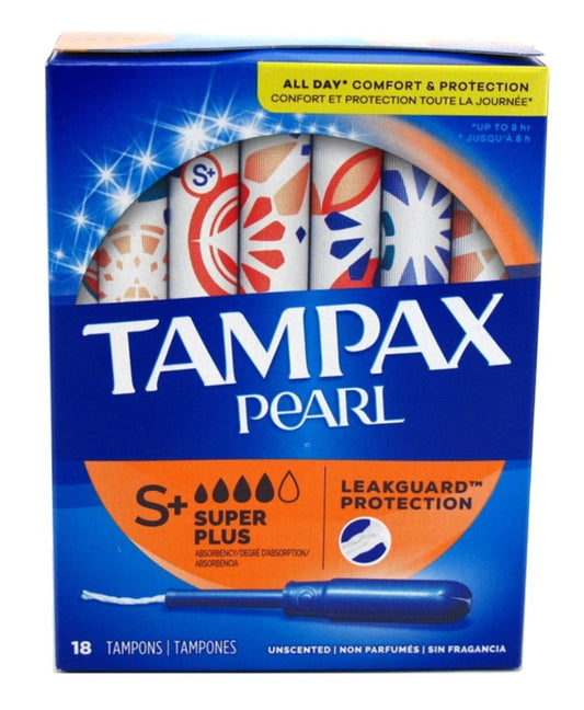 Tampax Tampons Pearl Super Plus 18 Count Unscented