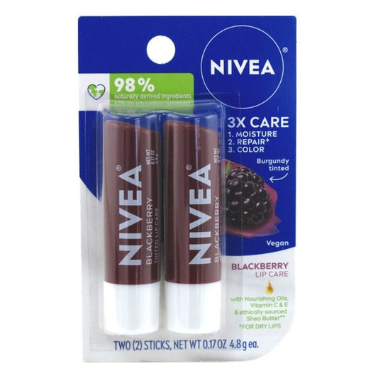 Nivea Lip Care Blackberry Twin Pack 0.17oz (6in)