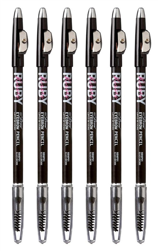 Kiss Go Brow Eyebrow Wooden Pencil Black Brown (1PC)