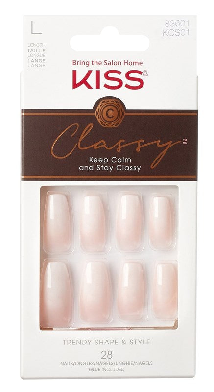 Kiss Classy Nails 28 Count Long Length Pink