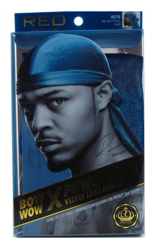 Kiss Red Durag Bow Wow Power Wave Velvet Blue ( (1PC))