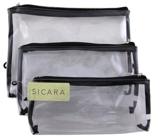 Sicara Clear Cosmetic Bag 3-Piece Bag Set