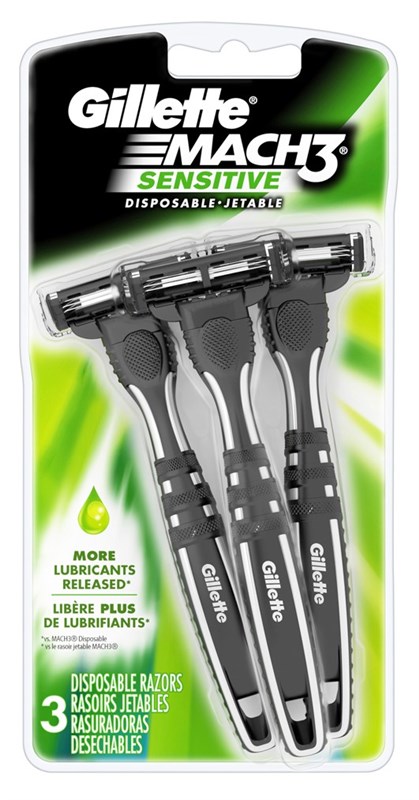 Gillette Mens Mach 3 Sensitive Razor Disposable 3 Count