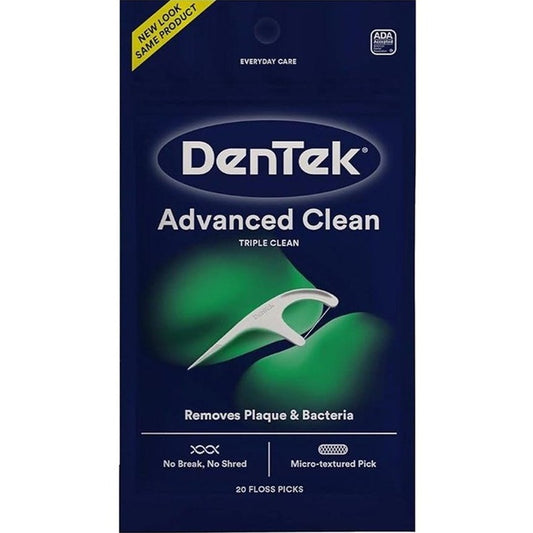 Dentek Floss Picks Triple Clean Mouthwash 20 Count (1PC)