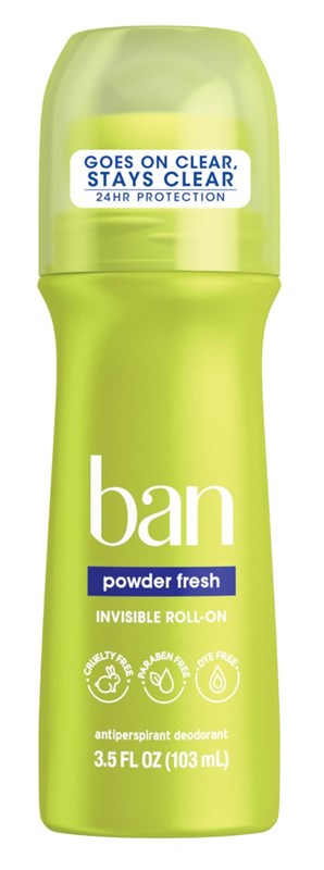 Ban Deodorant 3.5oz Roll-On Powder Fresh (24Hr Protection)