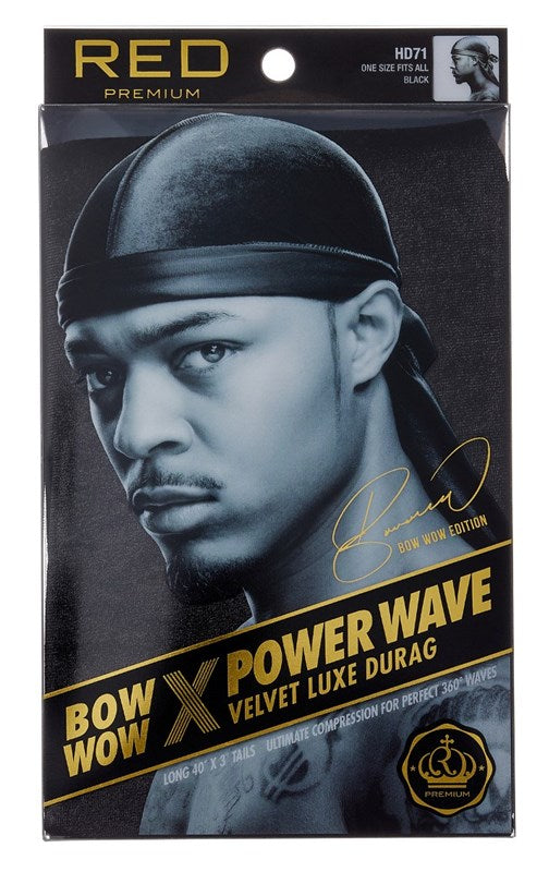 Kiss Red Durag Bow Wow Power Wave Velvet Black ( (1PC))