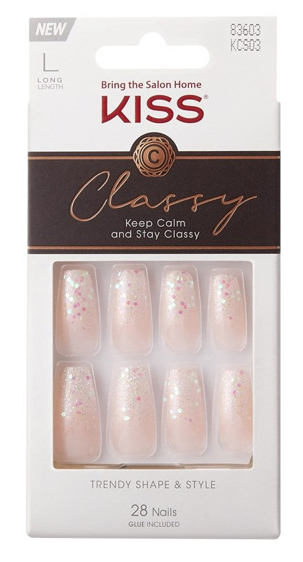 Kiss Classy Nails 28 Count Long Length Sparkles
