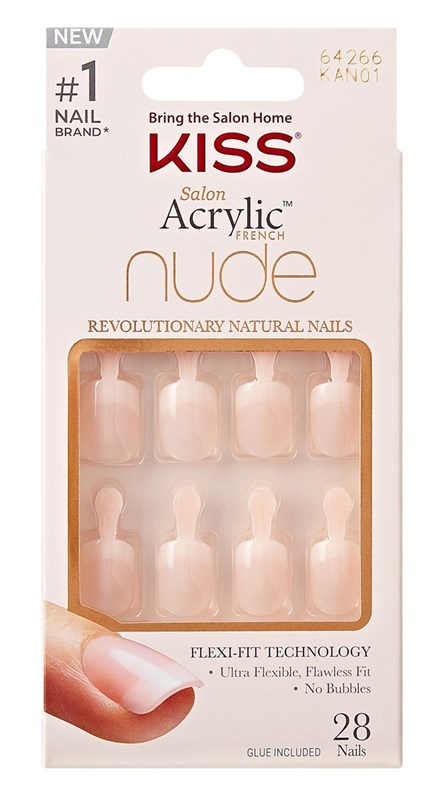 Kiss Salon Acrylic Nude French 28 Count Real Short Length