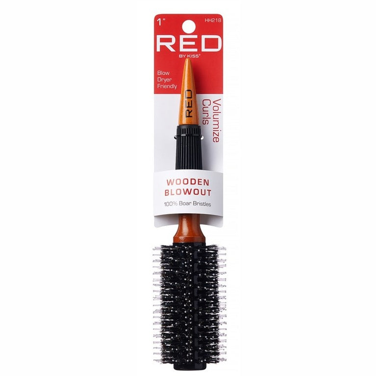 Kiss Red Brush Wooden Blowout Volumize Curls 1Inch (3in)